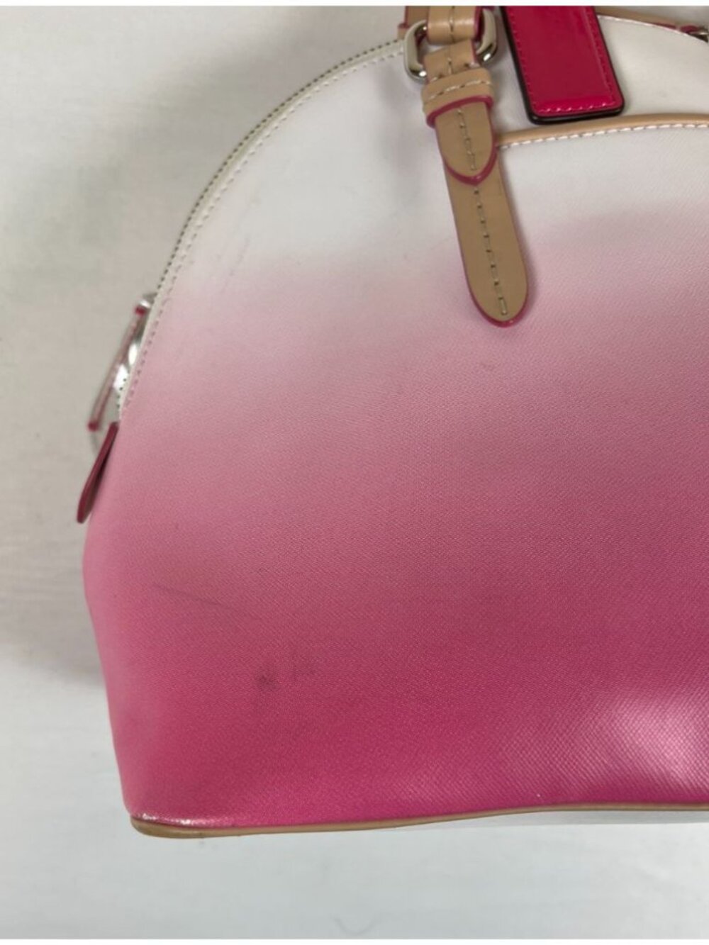 VintageCoach Dome Satchel F29262 Pink White Ombre Handbag - Picture 10 of 11
